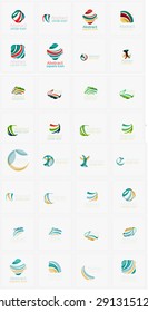 Vector abstract company logos mega collection, loops, concepts swirls waves. Modern universal idea business icons isolated on white