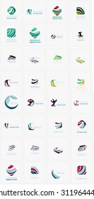 Vector abstract company logos mega collection, loops, concepts swirls waves. Modern universal idea business icons isolated on white