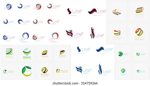Vector abstract company logos mega collection, loops, concepts swirls waves. Modern universal idea business icons isolated on white