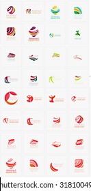 Abstrakte Firmenlogos Mega-Kollektion, Loops, Konzepte wirbelt Wellen. Moderne, universelle Idee, Business-Symbole einzeln auf Weiß