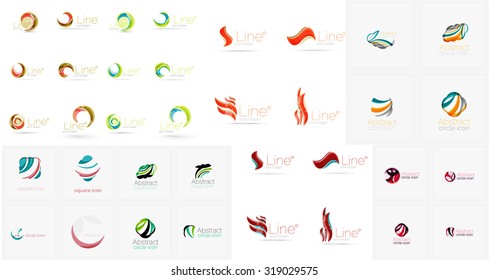 Vector abstract company logos mega collection, loops, concepts swirls waves. Modern universal idea business icons isolated on white
