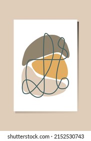 Vector Abstract composition in Boho Style. Geometric pattern of shapes and line. Earthy colors. Used for interior design, posters, postcards, printing, banner