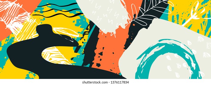 Vector  abstract composition. Colorful design for  posters, covers and headers. Modern design colored hand drawn shapes. 