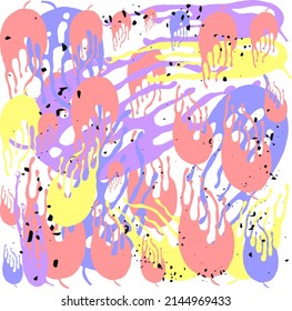 Vector abstract composition. Contemporary art. Abstract shapes like splash and splatter of paint, hand drawn elements.