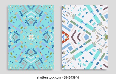 Vector abstract composition, geometric background set, size a4. Modern art background. Template design for invitation card, front page, mockup brochure or book cover, banner, flyer idea, booklet print