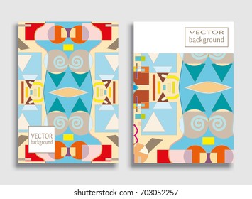 Vector abstract composition, geometric background set, size a4. Modern art background. Template design for invitation card, front page, mockup brochure or book cover, banner, flyer idea, booklet print