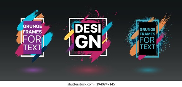 Vector abstract composition illustration. graphic frame design for text in style of modern art, mixture of brush and minimalist geometry. Bauhaus vector graphic design flyers, brochures, cards, covers