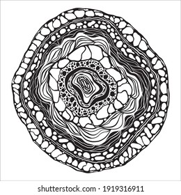 Vector Abstract Composition. Ink Engraving Style. Funky Abstract Background Pattern