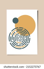 Vector Abstract composition of le Boho. Geometric pattern of circles and lines. Earthy colors. Used for interior design, posters, postcards, printing.