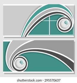 Vector abstract composition of logo for text, notes, title; poster banner, fun table tennis ping pong ball flying on trajectory over table tennis club closeup, invitation ticket