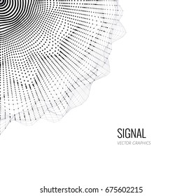 Vector abstract composition made of particles and wireframe. Concept design of digital landscape, data array, signal.