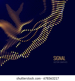 Vector abstract composition made of particles and wireframe. Concept design of digital data array, signal.