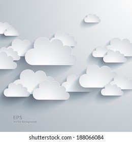 Vector Abstract Composition With Paper Clouds