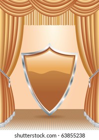 composição abstrata de vetor com escudo no palco