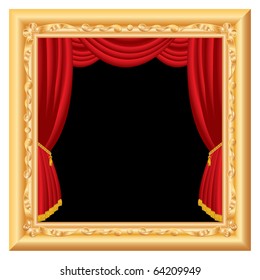 vector abstract composition with stage inside baroque frame, layered and fully editable