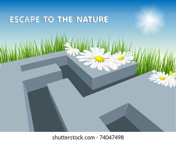vector abstract concept Escape to the nature. Elements for design