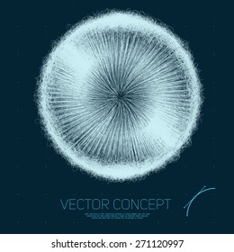 Vector abstract concept geometric area circle of lines intertwined, the scope of molecules, round composition of the grid. Color composition vector for your design.