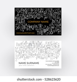 Vector abstract confuse alphabet, writer concept. Business card