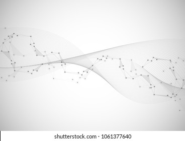 Vector abstract connecting dots and lines. Global network connection. Geometric connected abstract background