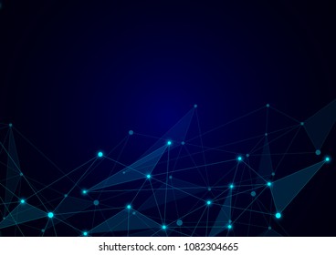 Vector abstract connecting dots and lines. Global network connection. Geometric connected abstract background