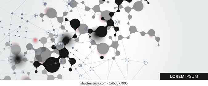 Vector abstract with connection molecules, atoms and DNA background