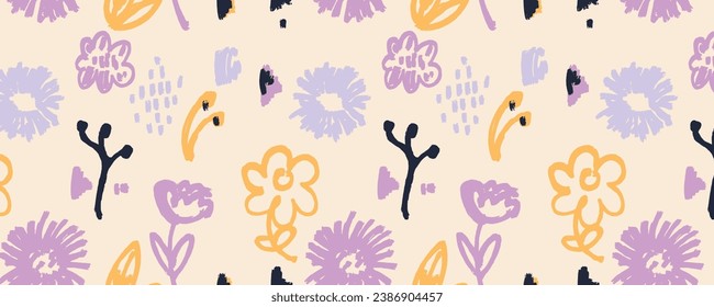 Vector abstract contemporary with hand draw flower shape seamless pattern background