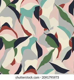 Vector abstract contemporary modern leaf layered motif illustration seamless repeat pattern home decor print textile fashion print fabric 