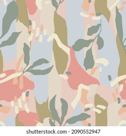 Vector abstract contemporary modern shape and leaf illustration seamless repeat pattern home decor print textile fashion fabric textile 