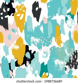 Vector abstract contemporary seamless pattern bright colorful brush 