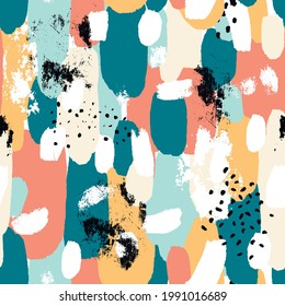 Vector abstract contemporary seamless pattern bright colorful brush 