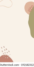 Vector abstract contemporary story template for social media marketing, phone screen proportions. Vintage fluid organic shapes, neutral colors. Insta story template with copy space