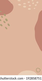 Vector abstract contemporary story template for social media marketing, phone screen proportions. Vintage fluid organic shapes, neutral colors. Insta story template with copy space