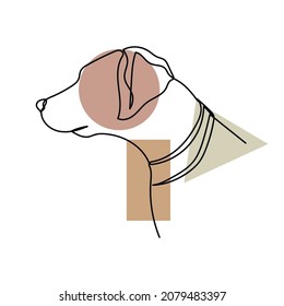 Vector abstract continuous one single line drawing icon of  dog animal concept in silhouette sketch. Perfect for greeting cards, party invitations, posters