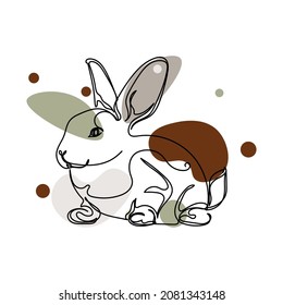 Vector abstract continuous one single simple line drawing icon of   beautiful funny rabbit Easter concept in silhouette sketch. Perfect for greeting cards