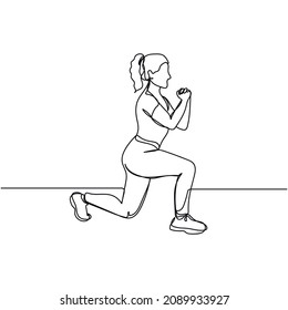 Vector abstract continuous one single simple line drawing icon of woman doing sport in silhouette sketch.