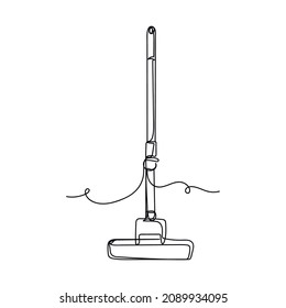 Vektorgrafik abstrakt durchgehend eine einzige einfache Linie Zeichenkombination von Mop mit Drehen isoliert in Silhouette Skizze.