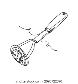 Vector abstract continuous one single simple line drawing icon of potato masher in silhouette sketch.