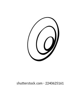 Vector abstract contour image of a black hole, funnel, concave surface in style of doodle. Pictogram, icon, clip art on theme of astronomy, cosmos