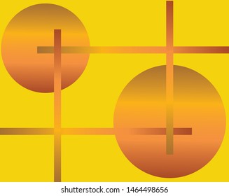 vector abstract copper gradient circle and line pattern on yellow background