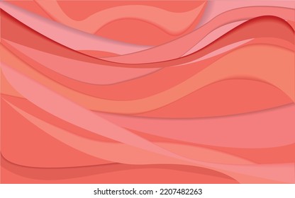 Vector abstract coral and orange background made of lines running horizontally and diagonal. Summer, happy, cheerful, bright. Copy space. Color Poppy sunset