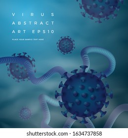 Vector abstract corona virus macro illustration.  Banner, poster design template with the flow of bright moving shapes. With place for your text.
