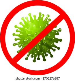 Vector abstract coronavirus in prohibition sign