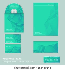 Vector abstract Corporate identity set, business card, disk cover, envelope, web button and letterhead design