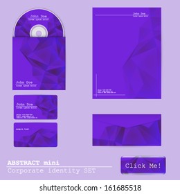Vector abstract Corporate identity set, business card, disk cover, envelope, web button and letterhead design