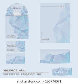 Vector abstract Corporate identity set, business card, disk cover, envelope, web button and letterhead design