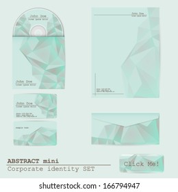 Vector abstract Corporate identity set, business card, disk cover, envelope, web button and letterhead design