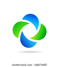 Vector Abstract Corporate Teamwork moon shape Icon - 4 elements