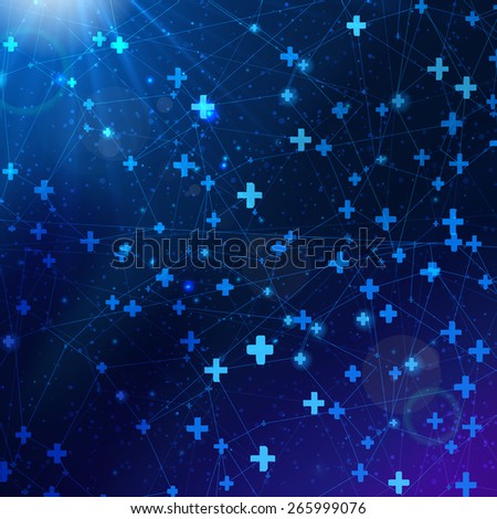 Vector abstract cosmic background with pluses symbols. Technology and business offer creative illustration. 