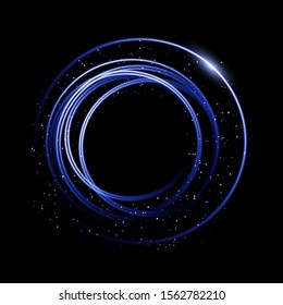 Vector abstract cosmic ellipsoidal radiance. Blue (ultramarine), black and white.