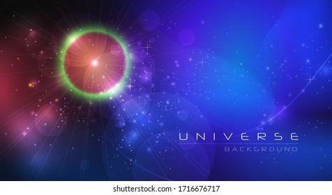 Extracto vectorial del cosmos. Cielo nocturno de ilustración, fondo de Galaxia cósmica con nebulosa, polvo de estrellas brillantes y brillantes. Color azul oscuro del fondo del universo para tu diseño.